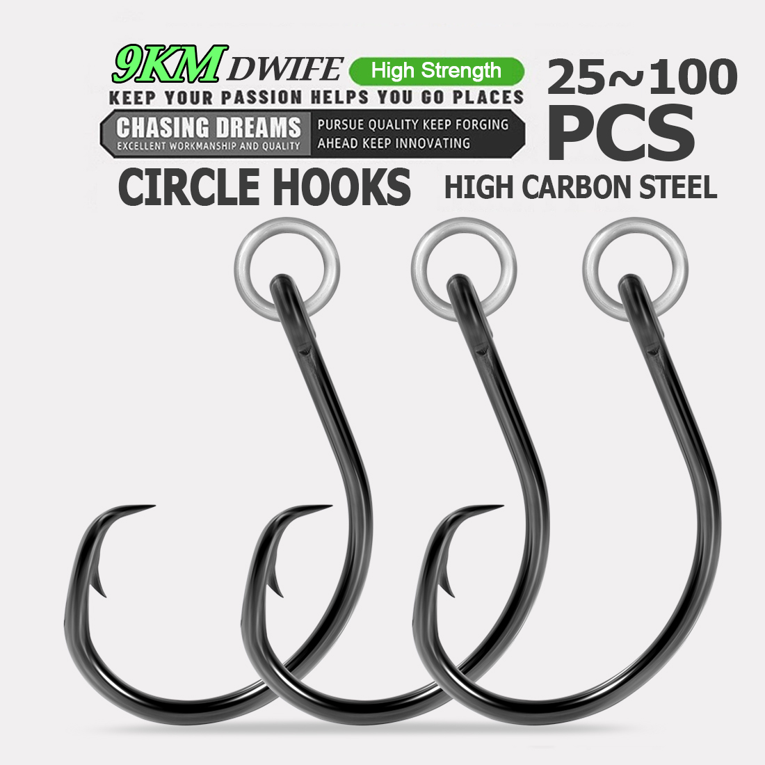 Fishing Hook Circle - 9KM Cirkel Haken Vissen met Geringd