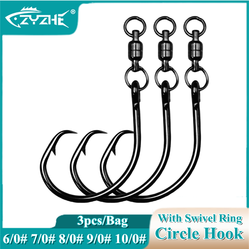 Fishing Hook Circle - ZYZHE 3/6/9 stuks cirkelhaken met draairing