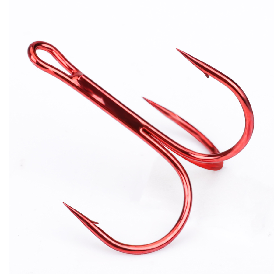 Fishing Hook Size - Vishaak Hoogwaardig Koolstofstaal Drievoudige Rode Haken